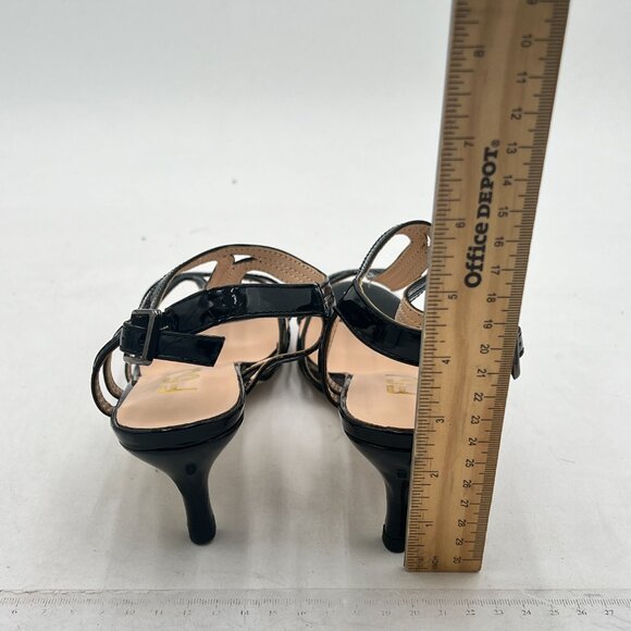FSJ Black T-Strap Sandal Open Toe Stacked Kitten Heel Strappy Shoe - Picture 5 of 8